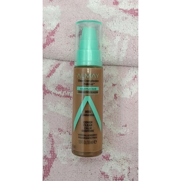 Almay Clear Complexion Acne Foundation 800 Caramel Makeup Sensitive Skin Teens 1 - Picture 9 of 16